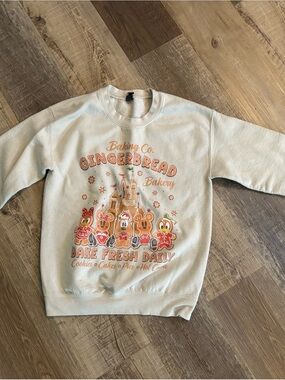 Gingerbread Bakery Graphic Sweatshirt - Cream with Orange Print